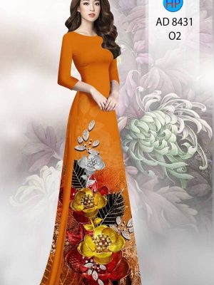Vải Áo Dài Hoa In 3D AD 8431 25